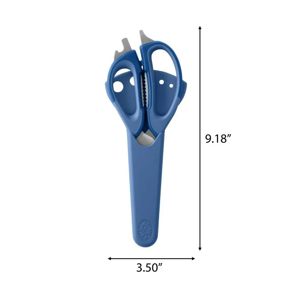 Pioneer Woman Serrated Chef Kitchen Shears 8 in 1 Stainless Steel Blue